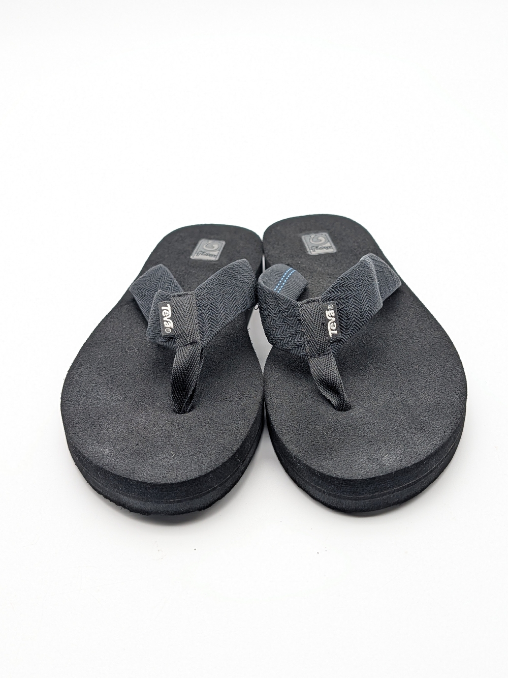 Teva Mush II Flip Flops Thong Sandals Womens Size 8 Black Woven Strap Slip On